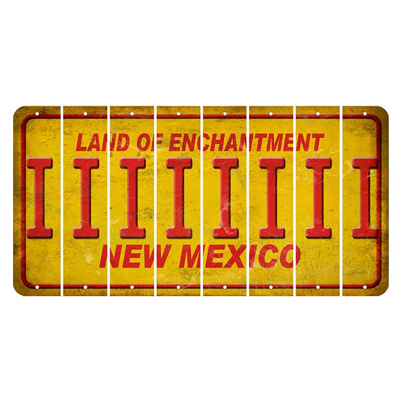 New Mexico Yellow Land of Enchantment Cut License Plate Strips (Set of 8) I