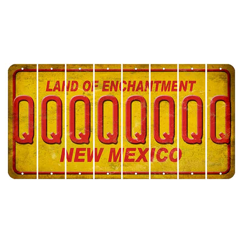 New Mexico Yellow Land of Enchantment Cut License Plate Strips (Set of 8) Q