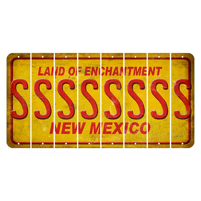 New Mexico Yellow Land of Enchantment Cut License Plate Strips (Set of 8) S