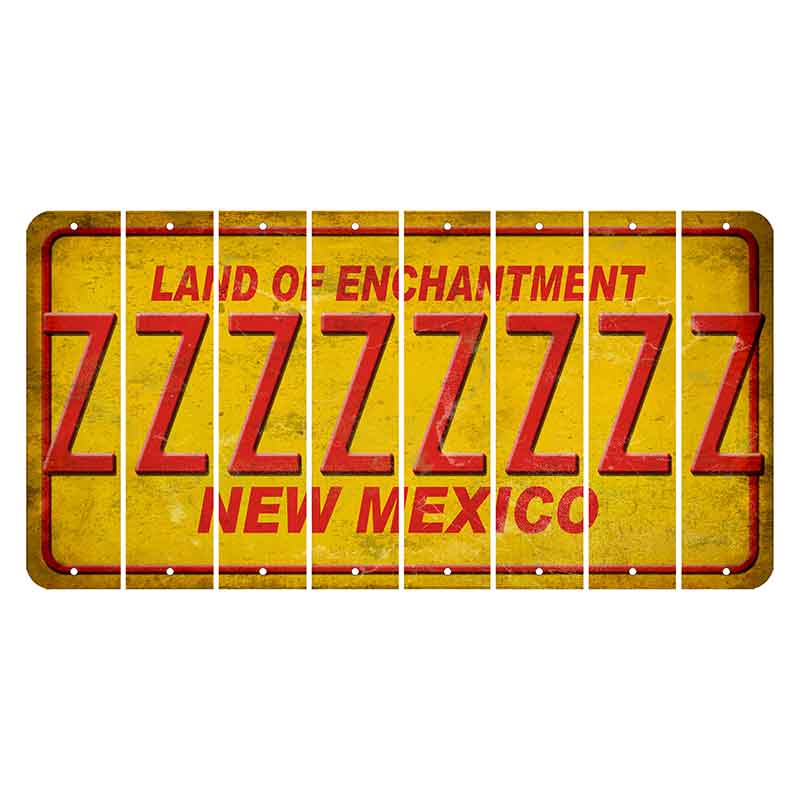 New Mexico Yellow Land of Enchantment Cut License Plate Strips (Set of 8) Z