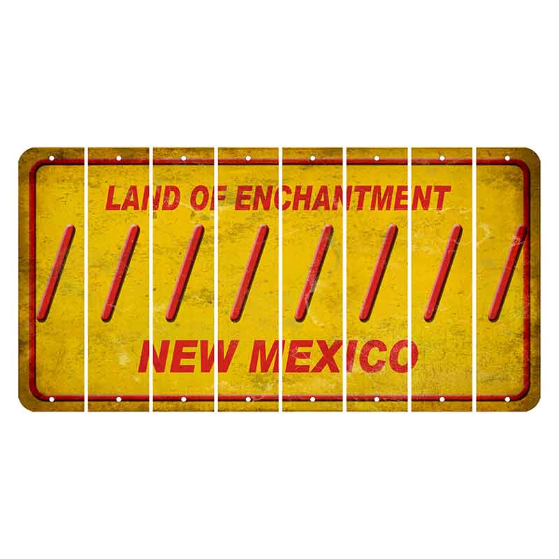 New Mexico Yellow Land of Enchantment Cut License Plate Strips (Set of 8) Forward Slash