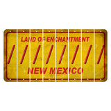 New Mexico Yellow Land of Enchantment Cut License Plate Strips (Set of 8) Forward Slash