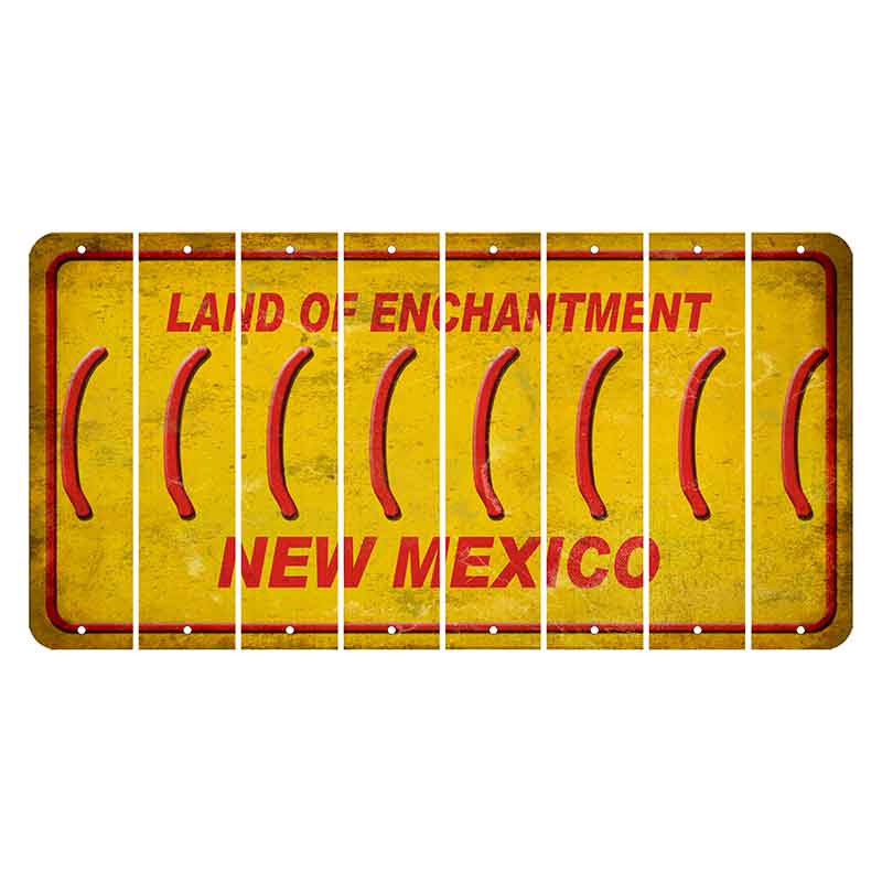 New Mexico Yellow Land of Enchantment Cut License Plate Strips (Set of 8) Parenthesis - Left