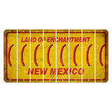 New Mexico Yellow Land of Enchantment Cut License Plate Strips (Set of 8) Parenthesis - Left