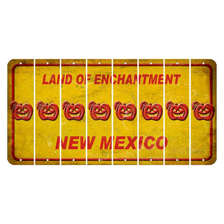 New Mexico Yellow Land of Enchantment Cut License Plate Strips (Set of 8) Pumpkin