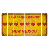 New Mexico Yellow Land of Enchantment Cut License Plate Strips (Set of 8) Heart