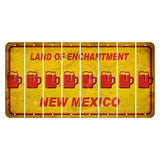 New Mexico Yellow Land of Enchantment Cut License Plate Strips (Set of 8) Beer Mug