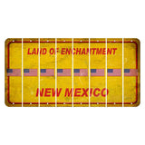 New Mexico Yellow Land of Enchantment Cut License Plate Strips (Set of 8) American Flag