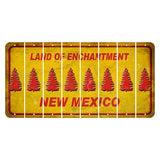 New Mexico Yellow Land of Enchantment Cut License Plate Strips (Set of 8) Pine Tree