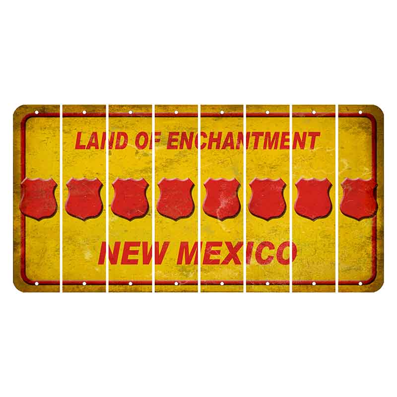 New Mexico Yellow Land of Enchantment Cut License Plate Strips (Set of 8) Police Badge