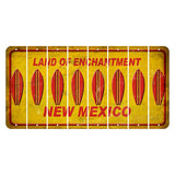 New Mexico Yellow Land of Enchantment Cut License Plate Strips (Set of 8) Surfboard