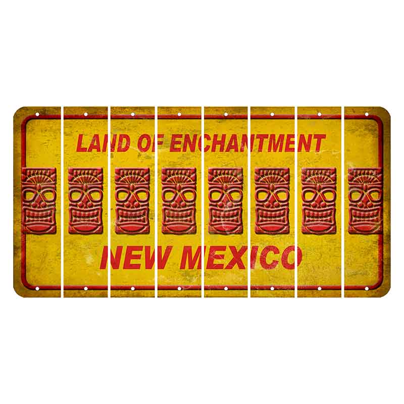 New Mexico Yellow Land of Enchantment Cut License Plate Strips (Set of 8) Tiki