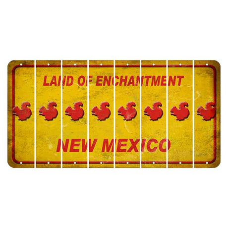 New Mexico Yellow Land of Enchantment Cut License Plate Strips (Set of 8) Squirrel