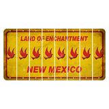 New Mexico Yellow Land of Enchantment Cut License Plate Strips (Set of 8) Dove