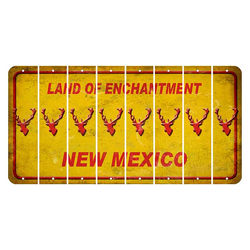New Mexico Yellow Land of Enchantment Cut License Plate Strips (Set of 8) Elk