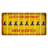 New Mexico Yellow Land of Enchantment Cut License Plate Strips (Set of 8) Witches Hat