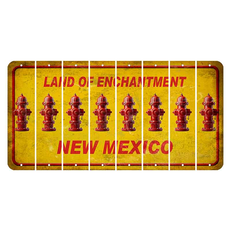 New Mexico Yellow Land of Enchantment Cut License Plate Strips (Set of 8) Fire Hydrant