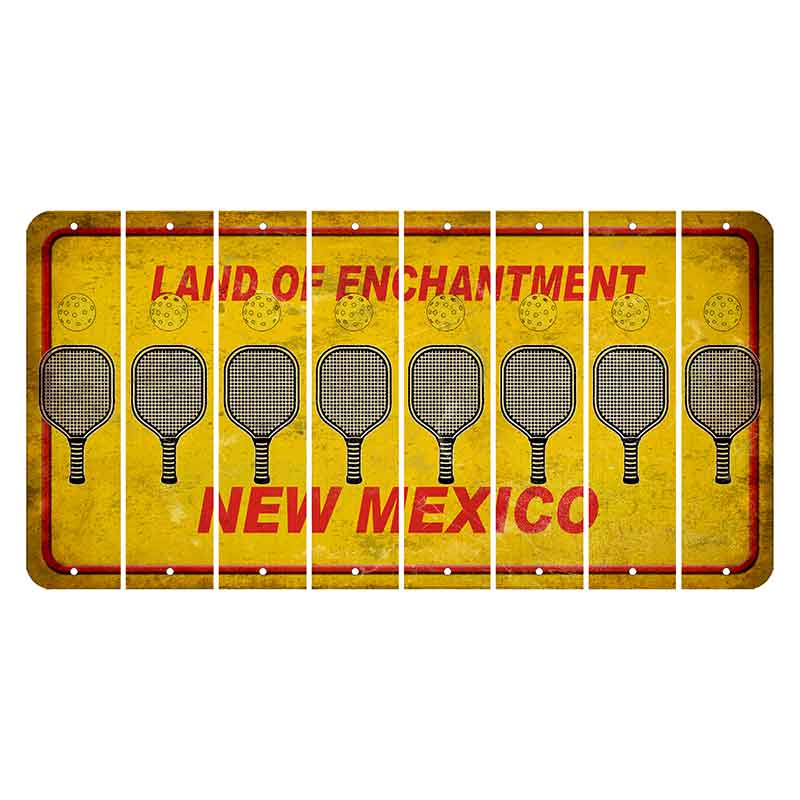 New Mexico Yellow Land of Enchantment Cut License Plate Strips (Set of 8) Pickleball