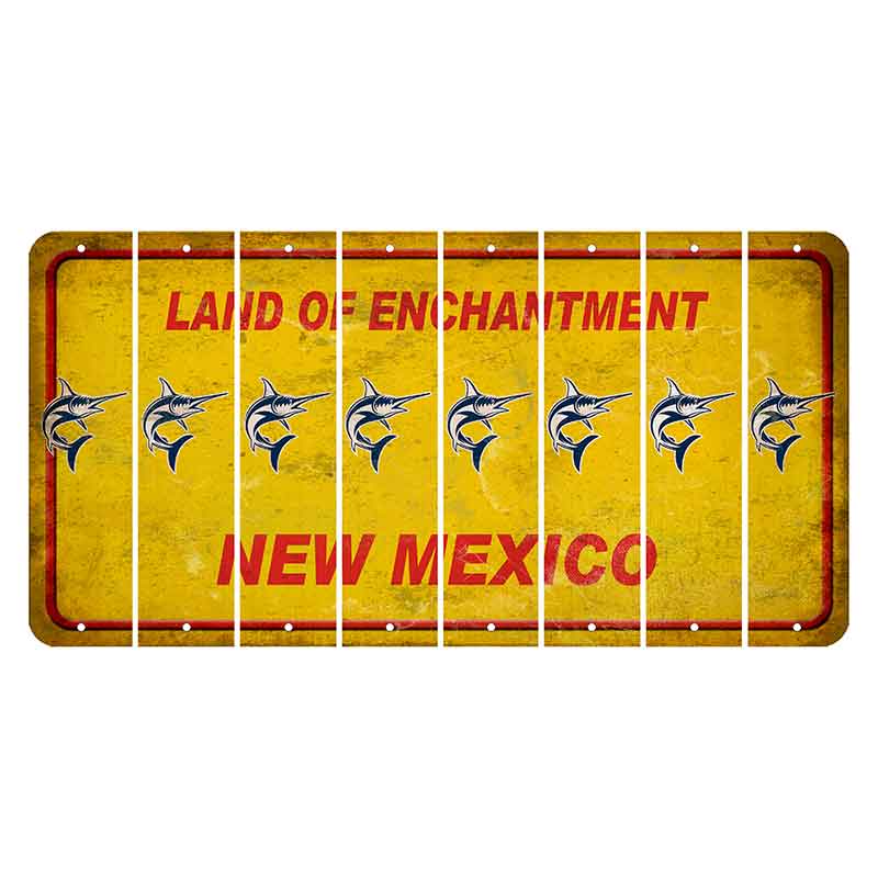 New Mexico Yellow Land of Enchantment Cut License Plate Strips (Set of 8) Swordfish