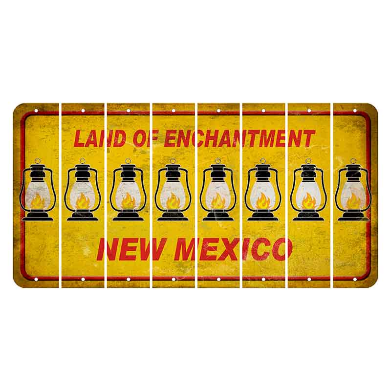 New Mexico Yellow Land of Enchantment Cut License Plate Strips (Set of 8) Lantern
