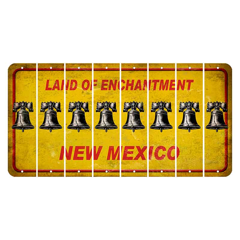 New Mexico Yellow Land of Enchantment Cut License Plate Strips (Set of 8) Liberty Bell
