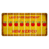 New Mexico Yellow Land of Enchantment Cut License Plate Strips (Set of 8) Teacher Apple