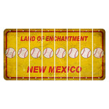 New Mexico Yellow Land of Enchantment Cut License Plate Strips (Set of 8) Baseball