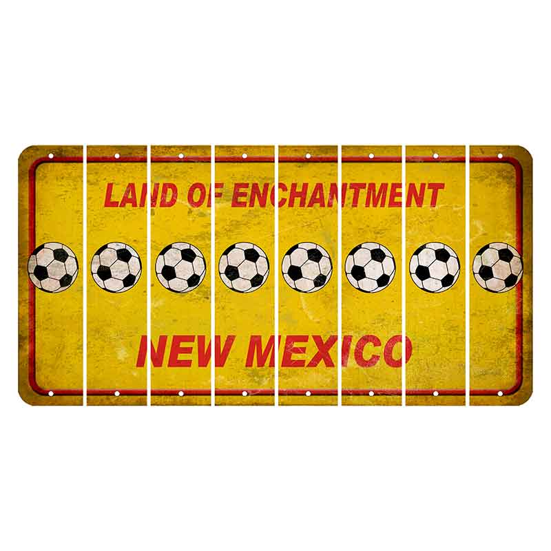 New Mexico Yellow Land of Enchantment Cut License Plate Strips (Set of 8) Soccerball