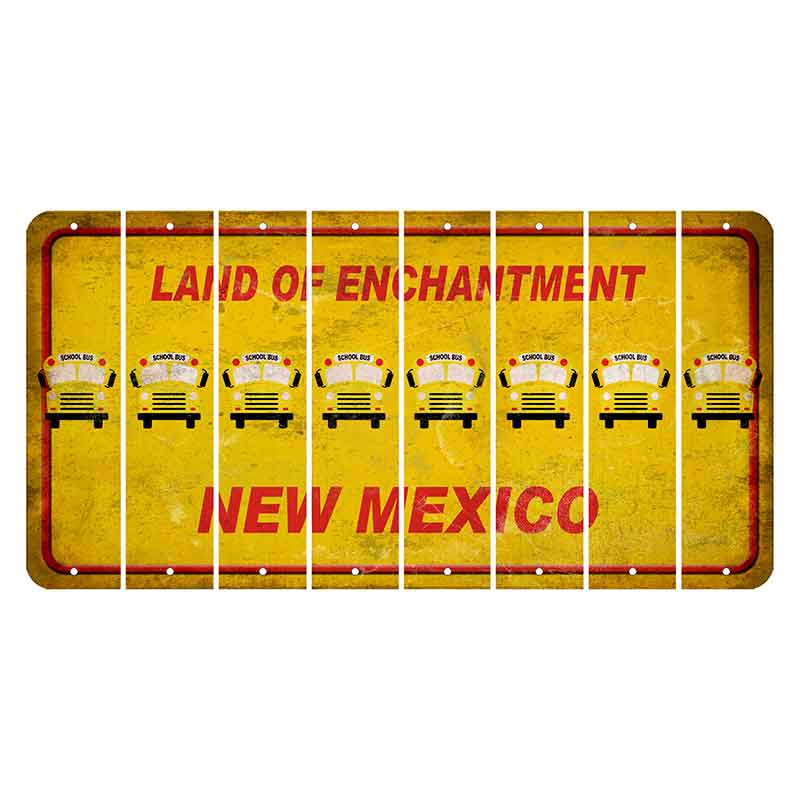 New Mexico Yellow Land of Enchantment Cut License Plate Strips (Set of 8) School Bus