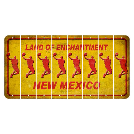 New Mexico Yellow Land of Enchantment Cut License Plate Strips (Set of 8) Basketball Player