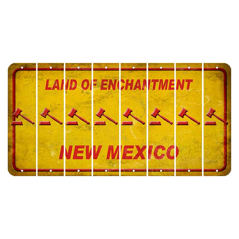 New Mexico Yellow Land of Enchantment Cut License Plate Strips (Set of 8) Gavel