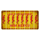 New Mexico Yellow Land of Enchantment Cut License Plate Strips (Set of 8) Cowboy - Leaning