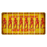New Mexico Yellow Land of Enchantment Cut License Plate Strips (Set of 8) Cowgirl