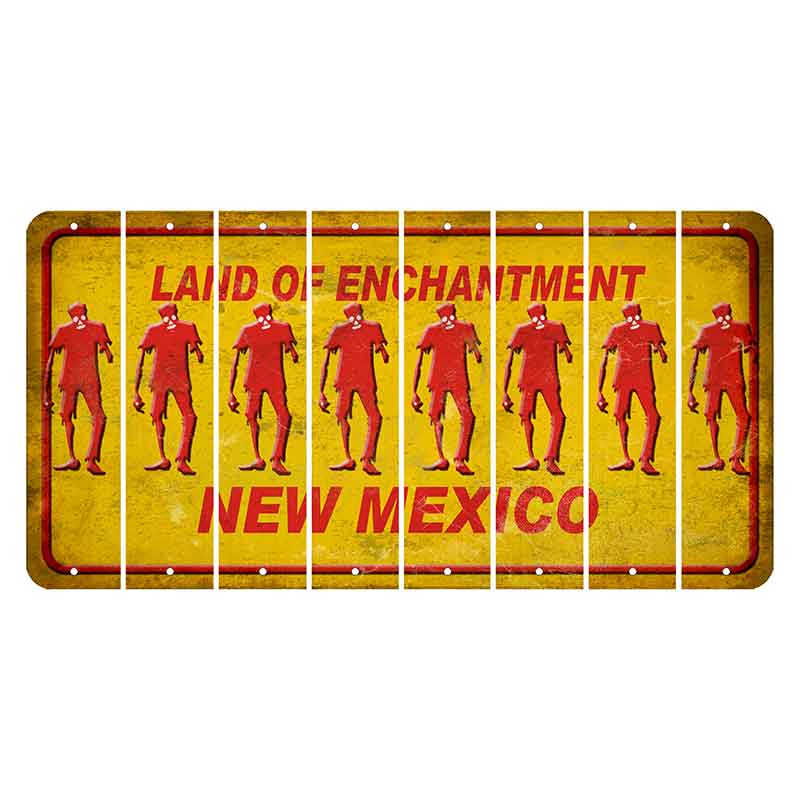 New Mexico Yellow Land of Enchantment Cut License Plate Strips (Set of 8) Zombie