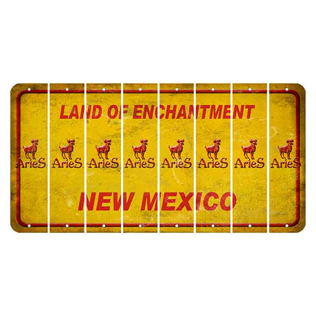 New Mexico Yellow Land of Enchantment Cut License Plate Strips (Set of 8) Zodiac Sign - Aries