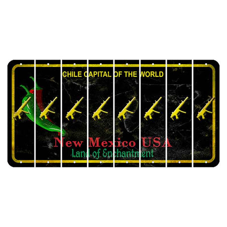 New Mexico Black Chile Cut License Plate Strips (Set of 8) Submachine Gun