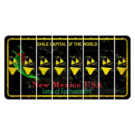 New Mexico Black Chile Cut License Plate Strips (Set of 8) Bikini