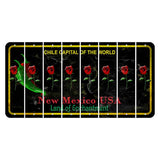 New Mexico Black Chile Cut License Plate Strips (Set of 8) Red Rose