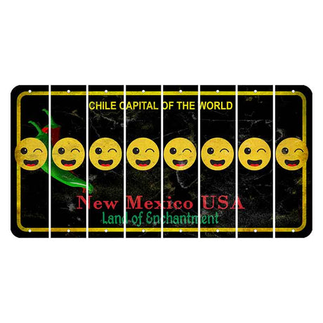 New Mexico Black Chile Cut License Plate Strips (Set of 8) Emoji - Winking
