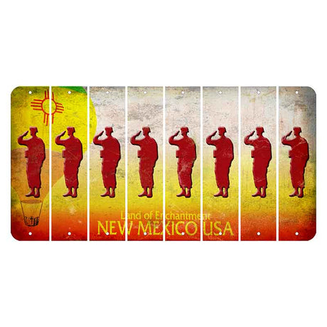 New Mexico Hot Air Balloon Cut License Plate Strips (Set of 8) Soldier - Saluting