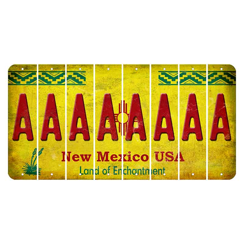 New Mexico USA Yellow Cut License Plate Strips (Set of 8) A