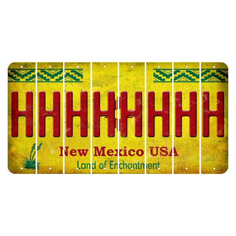 New Mexico USA Yellow Cut License Plate Strips (Set of 8) H