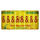 New Mexico USA Yellow Cut License Plate Strips (Set of 8) And Sign