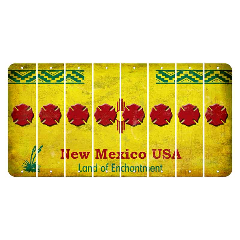 New Mexico USA Yellow Cut License Plate Strips (Set of 8) Fire Badge