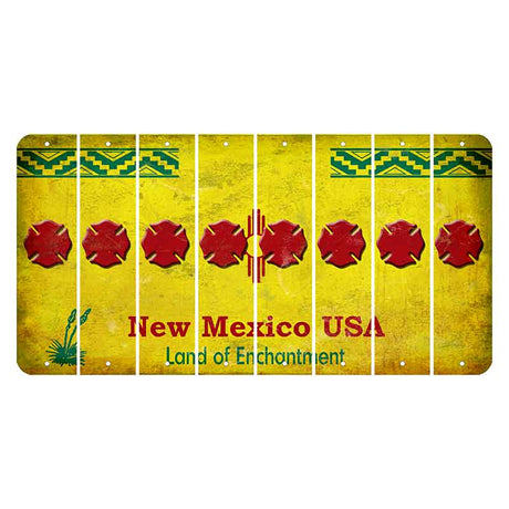 New Mexico USA Yellow Cut License Plate Strips (Set of 8) Fire Badge
