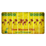 New Mexico USA Yellow Cut License Plate Strips (Set of 8) Palm Trees