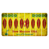 New Mexico USA Yellow Cut License Plate Strips (Set of 8) Surfboard