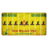 New Mexico USA Yellow Cut License Plate Strips (Set of 8) Witches Hat