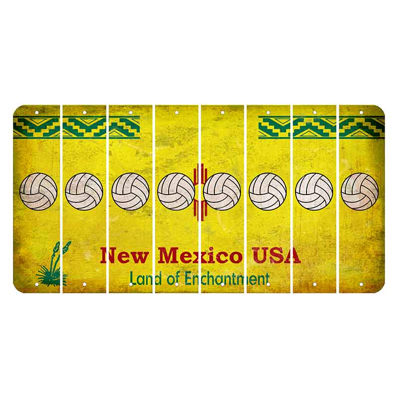 New Mexico USA Yellow Cut License Plate Strips (Set of 8) Volleyball