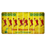New Mexico USA Yellow Cut License Plate Strips (Set of 8) Basketball Player